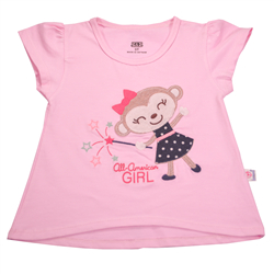 Bán Áo thun bé gái Lovemom màu hồng (thêu công chúa khỉ)