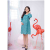 Bán Đầm bầu cổ sen chấm bi tay dài Emum (xanh đậm)