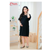 Bán Đầm bầu suông phối ren tay bèo cổ nơ hồng Emum